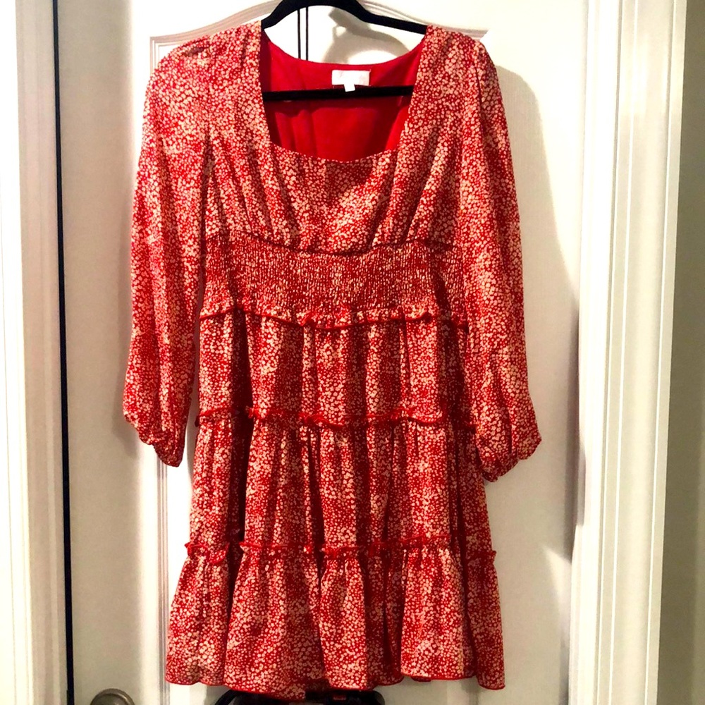 Red floral dress